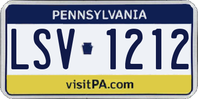 PA license plate LSV1212