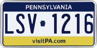 PA license plate LSV1216