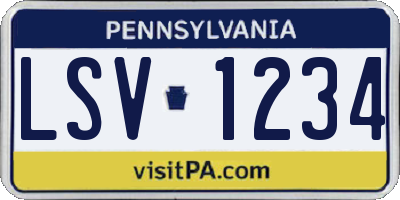 PA license plate LSV1234
