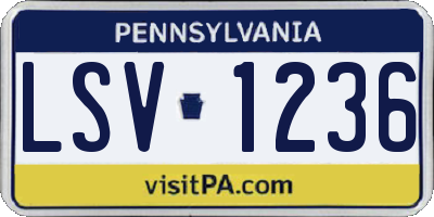 PA license plate LSV1236