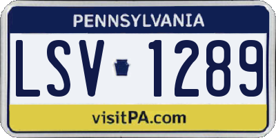 PA license plate LSV1289