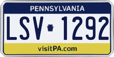PA license plate LSV1292
