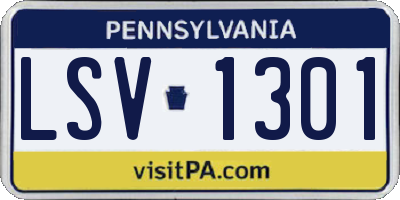 PA license plate LSV1301