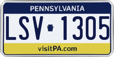 PA license plate LSV1305