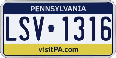 PA license plate LSV1316