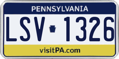 PA license plate LSV1326