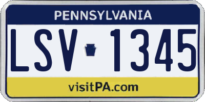 PA license plate LSV1345