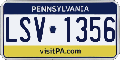 PA license plate LSV1356