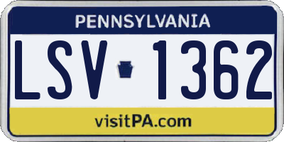 PA license plate LSV1362