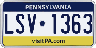PA license plate LSV1363