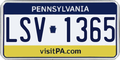 PA license plate LSV1365