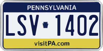 PA license plate LSV1402