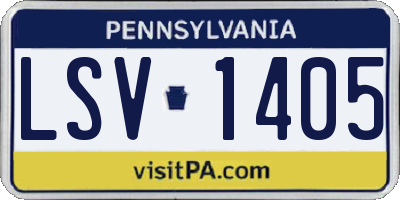 PA license plate LSV1405