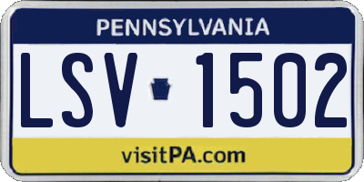 PA license plate LSV1502