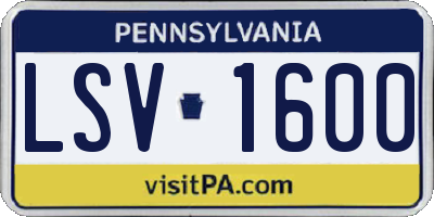 PA license plate LSV1600