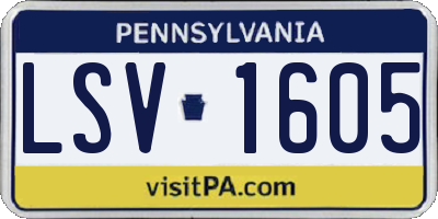 PA license plate LSV1605