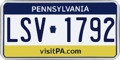 PA license plate LSV1792