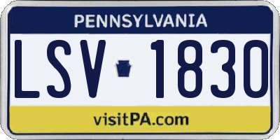 PA license plate LSV1830