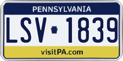PA license plate LSV1839