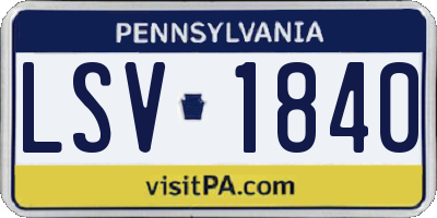 PA license plate LSV1840