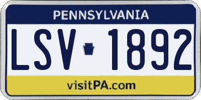 PA license plate LSV1892