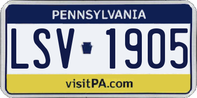 PA license plate LSV1905