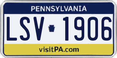 PA license plate LSV1906