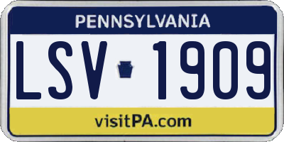 PA license plate LSV1909