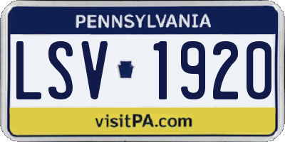 PA license plate LSV1920