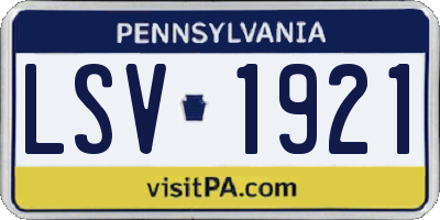 PA license plate LSV1921