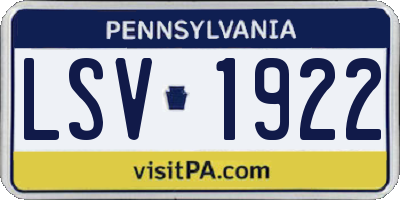PA license plate LSV1922