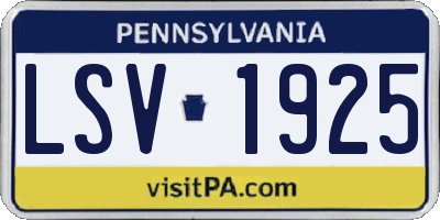 PA license plate LSV1925