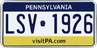 PA license plate LSV1926