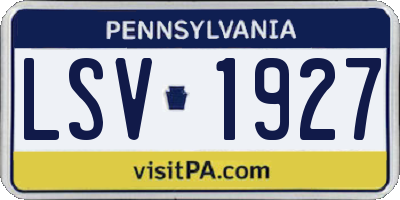 PA license plate LSV1927
