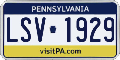 PA license plate LSV1929