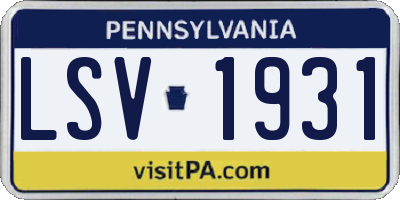 PA license plate LSV1931