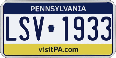 PA license plate LSV1933
