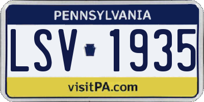 PA license plate LSV1935