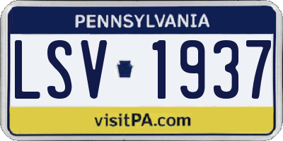 PA license plate LSV1937