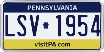 PA license plate LSV1954