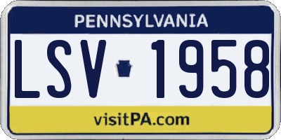PA license plate LSV1958