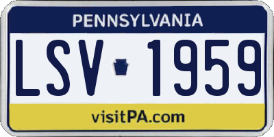 PA license plate LSV1959
