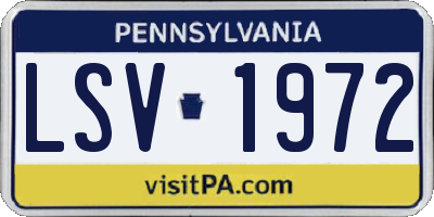 PA license plate LSV1972