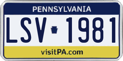 PA license plate LSV1981