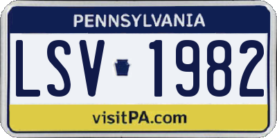 PA license plate LSV1982