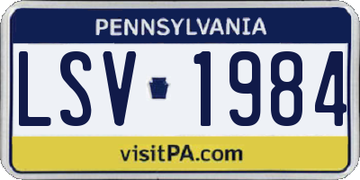 PA license plate LSV1984