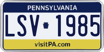PA license plate LSV1985