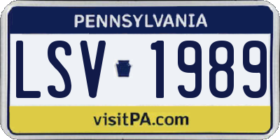 PA license plate LSV1989