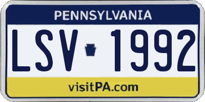 PA license plate LSV1992