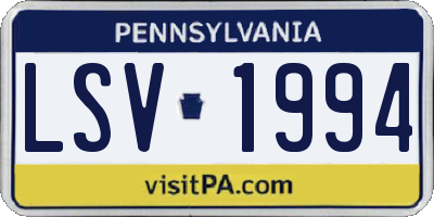 PA license plate LSV1994